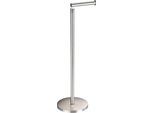 Toilettenpapierhalter WENKO, silber (silberfarben), B:21cm H:55cm L:17cm, Edelstahl, Toilettenpapierhalter, Toilettenpapierhalter, 2 in 1, mit Ersatzrollenhalter, Höhe: 55 cm