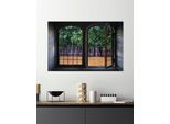 Wandsticker QUEENCE "Bäume", grün, B:60cm H:40cm, Vinyl, Wandtattoos, Wandsticker, Wandsticker, Wandbild, selbstklebend, 3D, Fenster