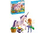 Konstruktions-Spielset PLAYMOBIL "Sammeleinhorn, Glückslavendel mit Fee (71843), Princess Magic", bunt, Spielbausteine, Kinder, Kunststoff, Konstruktions-Spielset