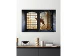Wandsticker QUEENCE "Kamel", gold (goldfarben), B:60cm H:40cm, Vinyl, Wandtattoos, Wandsticker, Wandsticker, Wandbild, selbstklebend, 3D, Fenster