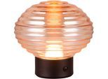REALITY LEUCHTEN LED Tischleuchte "EARL", schwarz (amber schwarz), 1, Ø 15,5cm H: 14,5cm, 1 Stk., Leuchten, kabellose Akku Tischlampe, Glasschirm, USB-C Ladekabel, Touchdimmer, LED Tischleuchte