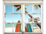Wandsticker QUEENCE "Surf Area Beach", bunt, B:40cm H:60cm T:0,1cm, Wandtattoos, Wandsticker, Wandsticker, Wandbild, selbstklebend, Surfer