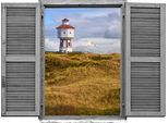 Wandtattoo QUEENCE "Leuchtturm", beige (natur), B:80cm H:60cm T:0,1cm, Wandtattoos, Wandtattoo, Wandsticker, Wandbild, selbstklebend, 3D, Fenster