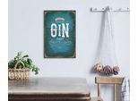Metallbild QUEENCE "Gin", blau (farbe bild(er): blau), B:20cm H:30cm, Metall, Stahl, Bilder, Metallbild, Stahlschild, Blechschild, Sprüche, Texte, Gin, Getränke
