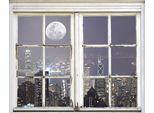 Wandsticker QUEENCE "New York City bei Nacht", grau, B:40cm H:60cm T:0,1cm, Wandtattoos, Wandsticker, Wandsticker, Wandbild, selbstklebend, Amerika