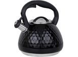 Wasserkessel RESTO KITCHENWARE "Aries, Flötenkessel 2,7 l, mit 3D-Design, im Geschenkkarton", schwarz, H:24cm Ø:19,5cm, Töpfe, Wasserkessel, mit ergonomischem, wärmeableitenden Bakelit-Griff