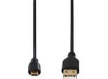 HAMA USB-Kabel "Micro-USB-Kabel, vergoldet, verdrehsicher, Schwarz, 0,75 m USB-Kabel", schwarz, 750cmcm, Kabel, USB-Kabel
