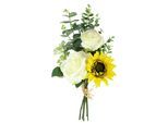 Kunstblume I.GE.A. "Bouquet Rosen/Sonnenblume", gelb (gelb, weiß), B:20cm H:42cm L:20cm, Polyester, Kunstpflanzen, Kunstblume, Künstlicher Strauß Blume Blumenbouquet Blumenstrauß Rosenstrauß