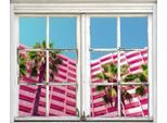Wandsticker QUEENCE "Hotel", rosa, B:40cm H:60cm T:0,1cm, Wandtattoos, Wandsticker, Wandsticker, Wandbild, selbstklebend, 3D, Fenster