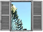 Wandtattoo QUEENCE "blauer Himmel", blau, B:80cm H:60cm T:0,1cm, Wandtattoos, Wandtattoo, Wandsticker, Wandbild, selbstklebend, 3D, Fenster