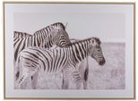Bild mit Rahmen CREATIV HOME "Zebra", schwarz-weiß (farbe rahmen: hellbraun, farbe bild(er): schwarz, weiß), B:80cm H:60cm T:2,5cm, Papier, Bilder, Bild mit Rahmen, mit schwarz-weißem Motiv
