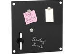 Memoboard ZELLER PRESENT "Glas", schwarz, B:40cm H:40cm, Edelstahl, Sicherheitsglas (ESG), Tafeln, Memoboard, beschreibbar und magnetisch