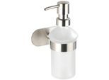 Seifenspender WENKO "Orea", bunt (weiß, silberfarben), Edelstahl, Glas, Dosierspender, Seifenspender, 300 ml Fassungsvermögen, Halterung aus rostfreiem Edelstahl