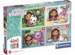 Puzzle CLEMENTONI "Supercolor, Gabby's Puppenhaus - 4 Puzzles", bunt, Puzzles, KinderB:19cm H:14cm, Pappe, Motiv, Puzzle, Made in Europe, B:19cm H:14cm