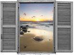 Wandtattoo QUEENCE "Sonnenuntergang", beige (natur), B:80cm H:60cm T:0,1cm, Wandtattoos, Wandtattoo, Wandsticker, Wandbild, selbstklebend, 3D, Fenster