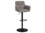 Livetastic Barhocker, Schwarz, Hellbraun, Metall, Textil, Drehteller, 55x91.5-113x52 cm, Sitzfläche 360° drehbar, inklusive Armlehnen, Esszimmer, Barmöbel, Barhocker