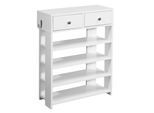 Schuhregal 60cm mit 2 Schubladen und 4 Fächer Standregal Weiß Regal Garderobe Flur