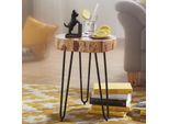 FineBuy Massivholz Akazie Beistelltisch 35 x 35 cm Wohnzimmertisch Massiv
