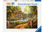 Puzzle RAVENSBURGER "Cottage am Fluß", bunt, Puzzles, KinderB:49cm H:36cm, Pappe, Made in Germany, B:49cm H:36cm