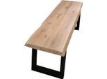 Bank HOME AFFAIRE "Tristan", braun (weiß wasch, schwarz), B:240cm H:45cm T:38cm, Sitzbänke, aus Massivholz Eiche