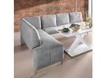 Eckbank EXXPO - SOFA FASHION "Intenso, modern, 263/198 cm (B/T)", grau (hellgrau), B:264cm H:92cm T:198cm, NaturLeder;Strukturstoff (Zusammensetzung: Polyester 100%);Luxus-Microfaser (Zusammensetzung: Aufgeflockte 100% Polyester Schicht mit Prägung);Cord (Zusammensetzung: Polyester 100%), Sitzbänke, Eckbank, hohe Bodenfreiheit, frei im Raum stellbar, hoher Sitzkomfort