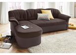 Ecksofa DOMO COLLECTION "ELVA 233x142 cm, elegante Rückensteppung, L-Form", braun (mokka, braun), B:233cm H:84cm T:142cm, Kunstleder SOFTLUX / Struktur ( 100% Polyester);Microfaser PRIMABELLE (100% Polyester);(geprägte) Luxus-Microfaser (100% Polyester), Sofas, Ecksofa, whlw. mit Bettfunktion und Federkern