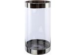 Bodenvase CREATIV DECO, transparent, H:30cm Ø:15cm, Glas, Vasen, Bodenvase, mit silberfarbenen Absetzungen