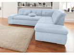 Ecksofa DOMO COLLECTION "MORIC Massiv - Belastbar bis 140 kgxSitz, hochwertig & komfortabel", blau (pastelblau), B:273cm H:80cm T:216cm, Chenille (85% Polyester, 15% Acryl), Sofas, Ecksofa, XXL, L-Form, inkl. Zierkissen