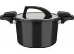 Dampfgartopf GSW "Gourmet Nero, Ø 24 cm, Fassungsvermögen 6 Liter", schwarz, Ø:24cm, Töpfe, Dampfgartopf, Dampfkochtopf, Induktion