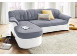 Ecksofa DOMO COLLECTION "ELVA 233x142 cm, elegante Rückensteppung, L-Form", weiß (weiß, silber), B:233cm H:84cm T:142cm, Kunstleder SOFTLUX / Struktur ( 100% Polyester);Microfaser PRIMABELLE (100% Polyester);(geprägte) Luxus-Microfaser (100% Polyester), Sofas, Ecksofa, whlw. mit Bettfunktion und Federkern