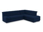 Ecksofa DOMO COLLECTION "MONA 271x213 cm, modern und komfortabel", blau (marine), B:271cm H:80cm T:213cm, Struktur fein 100% Polyester;Chenilleoptik 100% Polyester, Sofas, Ecksofa, whlw. mit Bett- und Armlehnfunktion, L-Form