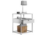 Nachttisch VCM "Metall Nachttisch Beistelltisch Schublade Flokas M", weiß, B:45cm T:40cm, Tische, Nachttisch