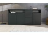 Highboard BORCHARDT MÖBEL "Kapstadt, Breite 200cm, Kommode mit Drucköffner", schwarz (schwarz, matt), B:200cm H:93cm T:35cm, Holzwerkstoff, Sideboards, Highboard, Türen, Schubladen, offene Fächer, viel Stauraum, praktisch, modern
