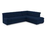 Ecksofa DOMO COLLECTION "MONA 271x213 cm, modern und komfortabel", blau (marine), B:271cm H:80cm T:213cm, Struktur fein 100% Polyester;Chenilleoptik 100% Polyester, Sofas, Ecksofa, whlw. mit Bett- und Armlehnfunktion, L-Form