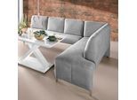 Eckbank EXXPO - SOFA FASHION "Intenso, modern, 263/198 cm (B/T)", grau (hellgrau), B:264cm H:92cm T:198cm, NaturLeder;Strukturstoff (Zusammensetzung: Polyester 100%);Luxus-Microfaser (Zusammensetzung: Aufgeflockte 100% Polyester Schicht mit Prägung);Cord (Zusammensetzung: Polyester 100%), Sitzbänke, Eckbank, hohe Bodenfreiheit, frei im Raum stellbar, hoher Sitzkomfort