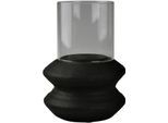 Windlicht AM DESIGN "TERRACOTTA", schwarz, H:20,5cm Ø:15cm, Glas, Ton, Kerzenhalter, Windlicht, Kerzenhalter, Höhe ca. 20,5 cm