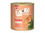 WOW Nassfutter Hund, Adult Lachs mit Löwenzahn 6x800 g