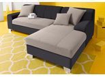 Ecksofa DOMO COLLECTION "TURAH 239x152 cm, inkl. Zierkissen, moderne Steppung", braun (dunkelbraun, beige), B:239cm H:75cm T:152cm, Sofas, Ecksofa, wahlw. mit Bettfunktion, L-Form, Unser Dauertiefpreis