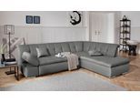 Ecksofa DOMO COLLECTION "MONA 271x213 cm, modern und komfortabel", grau (steel), B:271cm H:80cm T:213cm, Struktur fein 100% Polyester;Chenilleoptik 100% Polyester, Sofas, Ecksofa, whlw. mit Bett- und Armlehnfunktion, L-Form