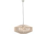 TRIO LEUCHTEN Pendelleuchte "SVEA, Hängelampe beige aus Baumwolle im Boho-Look Höhe 150 cm", cremeweiß, beige, 1, Ø 61cm H: 150cm, 1 Stk., Leuchten, Hängeleuchte Schlafzimmer / Wohnzimmer exkl 1x E27 max 10W, Pendelleuchte
