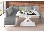 Eckbank EXXPO - SOFA FASHION "Intenso, viele Bezugsstoffe Cord, Struktur 243/158 cm (B/T)", grau (hellgrau), B:243cm H:91cm T:158cm, NaturLeder;Strukturstoff (Zusammensetzung: Polyester 100%);Luxus-Microfaser (Zusammensetzung: Aufgeflockte 100% Polyester Schicht mit Prägung);Cord (Zusammensetzung: Polyester 100%), Sitzbänke, Eckbank, hohe Bodenfreiheit, frei im Raum stellbar, hoher Sitzkomfort