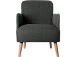 Sessel Paperflow Brooks, Massivholz, Retro-Design, gepolstert, Polyester-Bezug, anthrazit