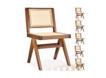 tectake® Holzstuhl, Boho-Stil, massives Holzgestell mit Lackierung, 48,5 x 53,5 x 83 cm, Belastbarkeit 120 kg