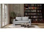 BRUNO Schlafsofa 140cm in Silver Grey Grau | Kubus | stabiles Massivholz & Boxspringkomfort