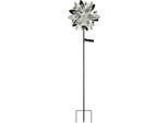 LED Solarleuchte GLOBO LIGHTING "SOLARLEUCHTE METALL SILBERGRAU, 1XLED", silber (silbergrau), B:17,5cm H:124cm L:32cm, Leuchten, Solar Garten Terrasse Außenbeleuchtung Dekoleuchten