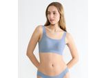Bustier SLOGGI "ZERO Feel 2.0", Damen, Gr. S, N-Gr, blau (chambray), Single Jersey, Obermaterial: 76% Polyamid, 24% Elasthan, BHs Bustier, mit herausnehmbaren Pads, leichter Halt, Mikrofaser