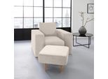 Sessel "Looksv", beige, B:112cm H:96cm T:107cm, LOOKS BY WOLFGANG JOOP, Sessel, Sessel, Verwandlungssessel: aus Sessel wird Sessel mit Hocker