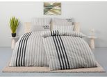 Bettwäsche CAMP DAVID "Levvi", grau, B/L: 135cm x 200cm, 1 Stk., 1 Stk., Renforcé, B/L: 40cm x 80cm, 3 tlg., Renforcé, Obermaterial: 100% Baumwolle, Bettwäsche, Bettwäsche, NEUHEIT Bettwäsche ab 135x200cm, mit Streifen & Logo-Print