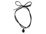 Kette mit Anhänger "Schmuck Geschenk Kupfer Textil Halsschmuck Halskette Tropfen", silberfarben, schwarz, ANISTON JEWELRY & WATCHES, Halsketten, Damen, Kupfer Textil, L: 80 B: 3mm, Kupfer, Textil, Made in Germany - mit Glasstein, B:3mm