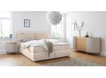 Boxspringbett OTTO HOME "Jenson", beige, B:208cm L:225cm, Struktur weich (85% Polyester/15% Nylon), Komplettbetten, Boxspringbett, in 4 Farben, 4 Breiten, 3 Matratzenarten in 2 Härtegraden, Topper